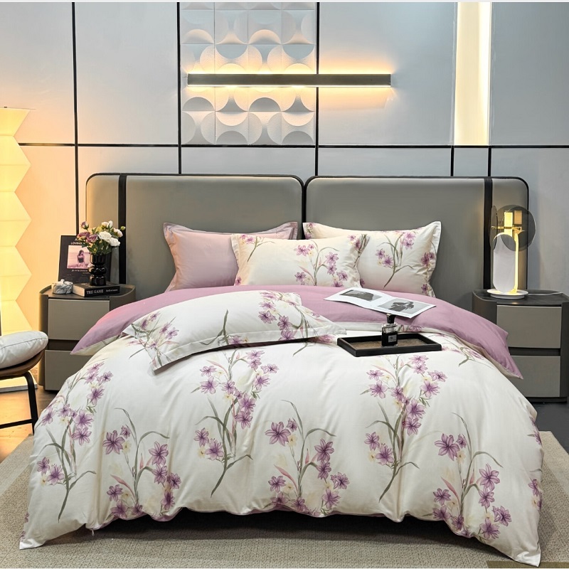 慕思纯棉四件套紫韵谧境纯棉四件套 200*230 全棉面料时尚AB面精美包装礼盒QSZ1-010 贴身礼品 不支持无理由退换货