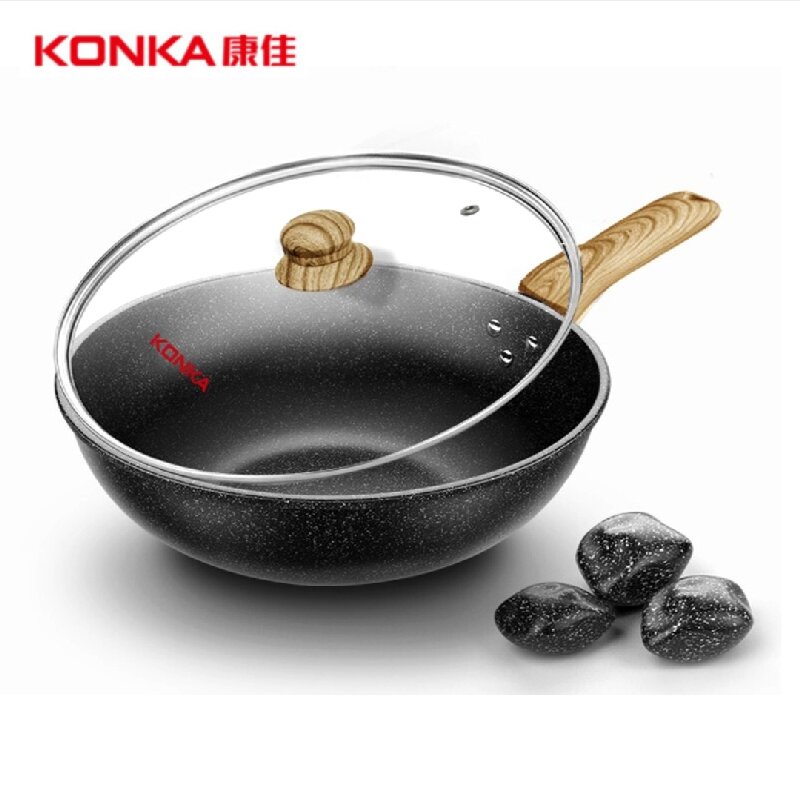 康佳麦饭石炒锅 圆弧形锅底设计 均匀受热 快速导热KY-CG02M(S)